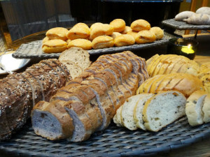 Assorted bread.