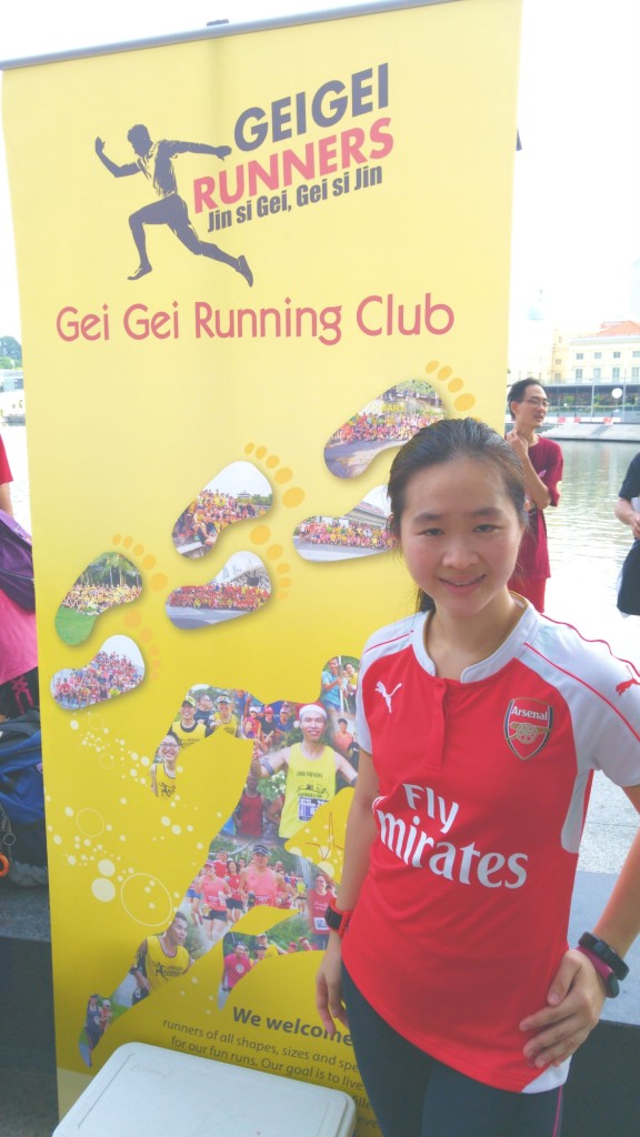 Tired but happy after the run ended.