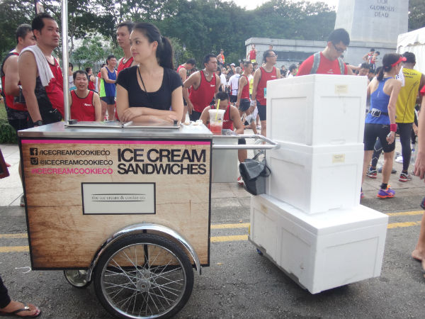 Now that the run is over, we're free to indulge in ice cream.