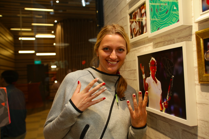 Kvitova shows off her newly painted nails. (Image: Nike Singapore).