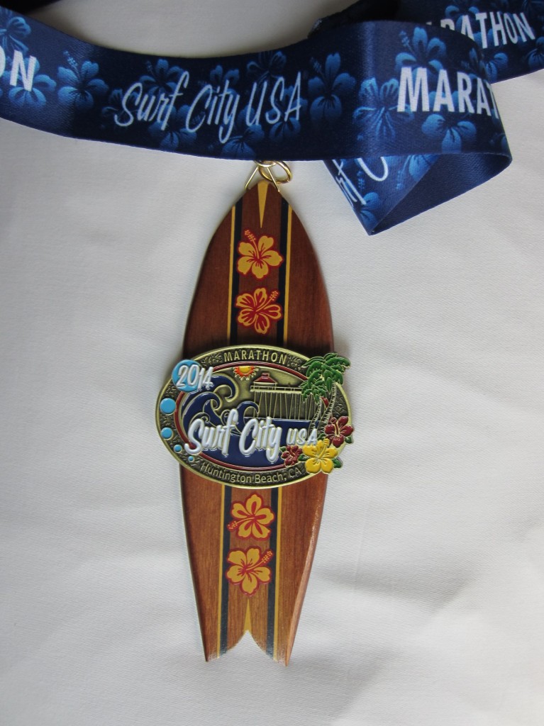 LA Surf City Marathon medal 2014.