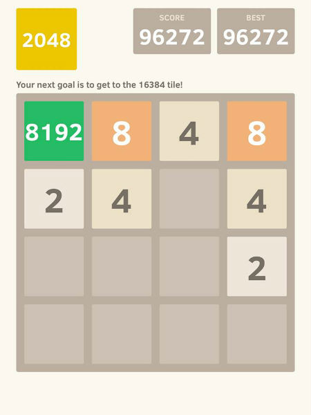 FINALLY REACHED 8192 ON THE 2048 GAME!!!
