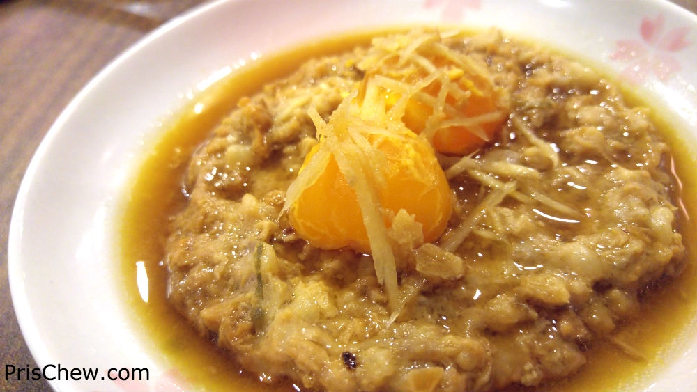 Steamed pork patty with salted egg yolk.