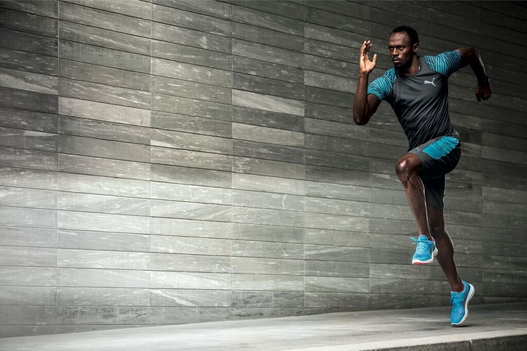 Usain Bolt, the World's Fastest Man, wears the Ignite Ultimate shoes. [Photo by Puma]