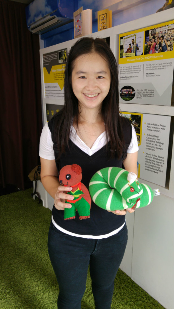 Posing with a couple of the cute stuffed toys.